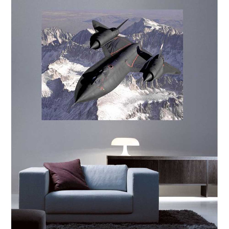 Affiche brillante oiseau noir SR-71, H 37,5 po x l 48 po x P 0,1 po