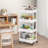 4-Tier Plastic Rolling Utility Cart with Handle, Multi-Functional Storage Trolley, Living Room, Kitchen, Movable Storage Organizer with Wheels-114210617-114210616