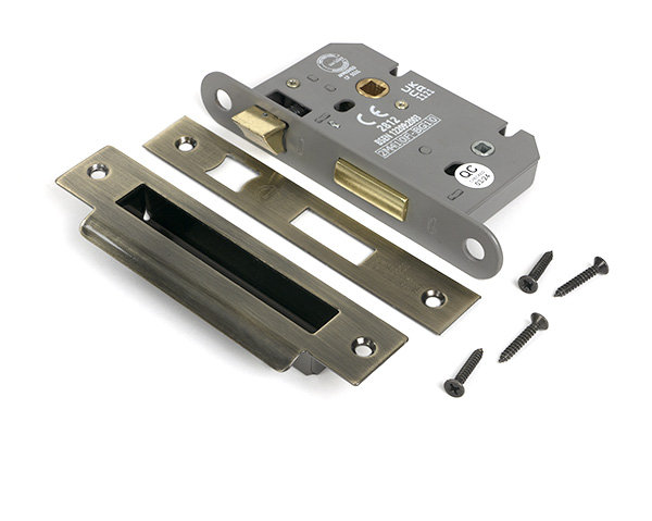 Heavy Duty Bathroom Lock, Aged Brass