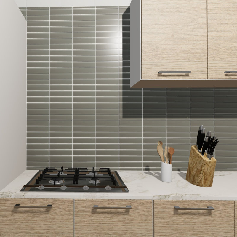 Charm School 2'' W x 8'' L Glass Subway Singular Tile, Taupe