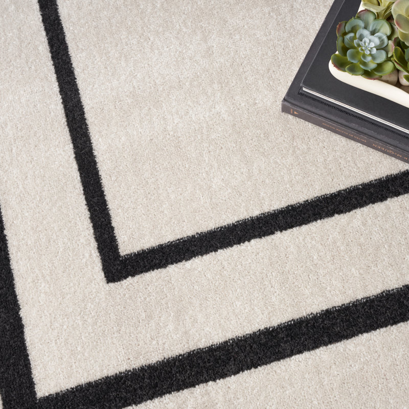 Tapis intérieur / extérieur blanc cassé Arvell, Rectangle 10 pi x 14 pi
