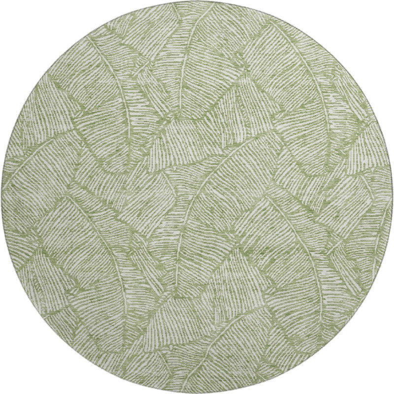 Premium Machine Washable Prisco Green Rug, Round 8'