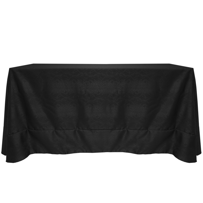 Ultimate Textile Damask Kenya Tablecloth - Modern Jacquard Design, Black, 90" W x 156" L, 10