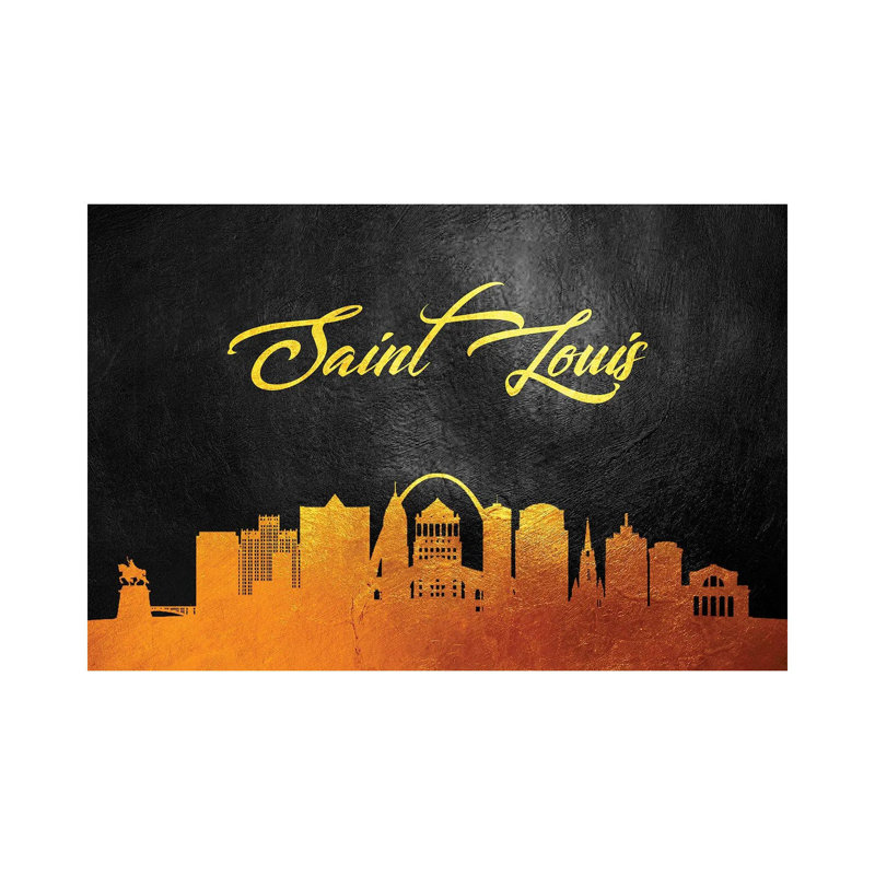 Saint Louis Missouri Gold Skyline 1 Piece Wrapped Canvas Wall Art, 66.04 cm H x 45.72 cm W x 1.91 cm D