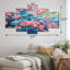 Collage Pink And Blue Blossoms - Floral Metal Wall Art Prints Set