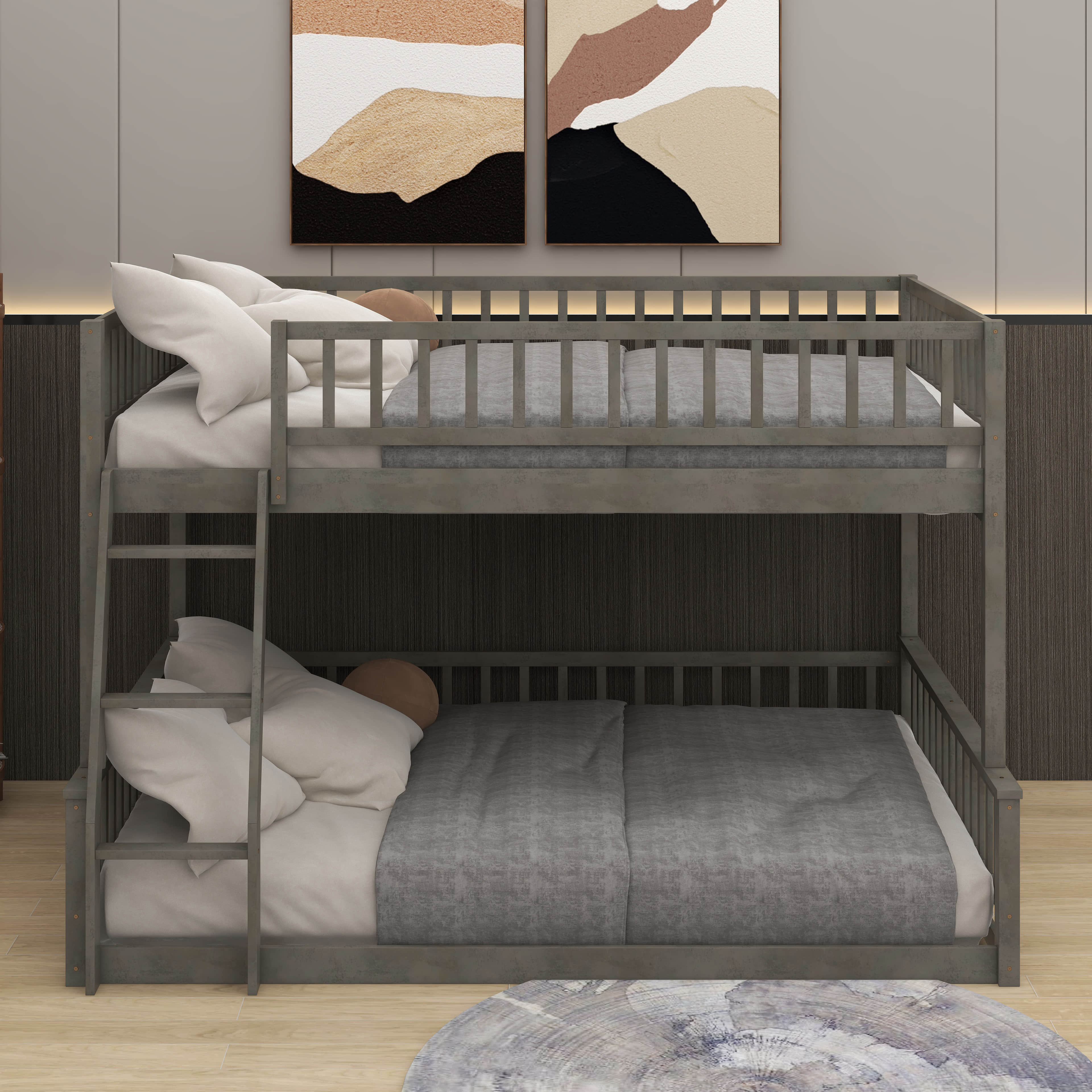 Harriet Bee Full XL Over Queen Bunk Bed With Guardrails | Wayfair