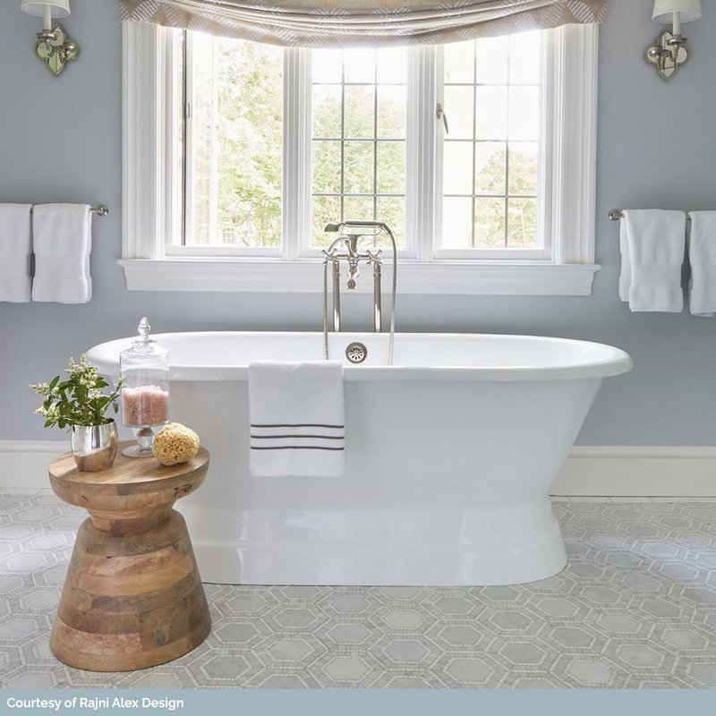 Nova 6" Hexagon Polished Marble Mosaic Tile, Lynx