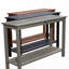 Console de patio avec plateau en bois, tablette ouverte