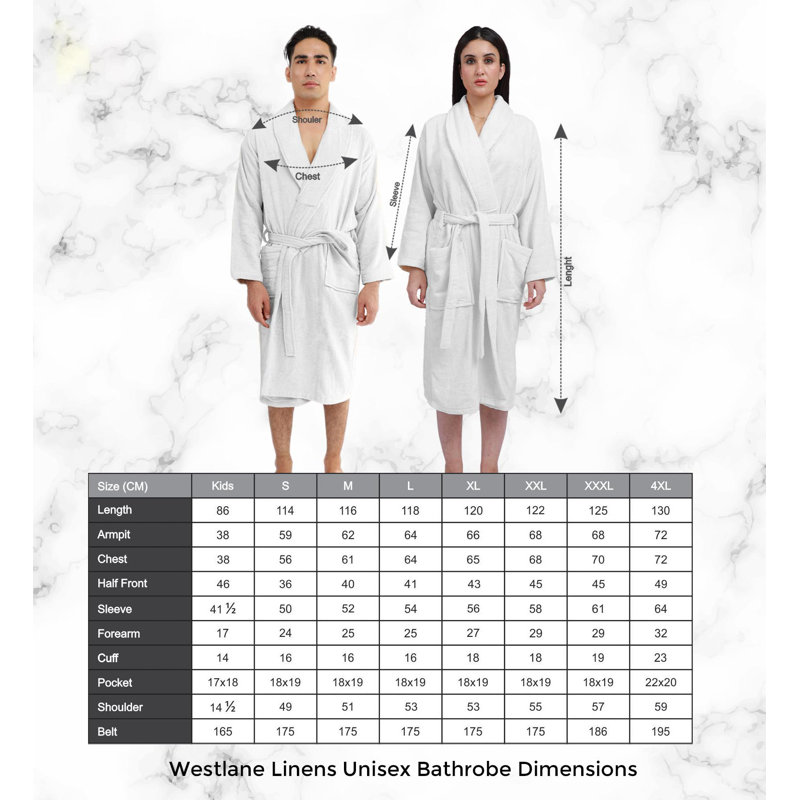 Egyptian-Quality Cotton Velour Toweling Bathrobe with Slippers Lightweight Robe, M