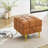 Ottoman Anti-Scratch Leather Storage Bench, Pet-Friendly Entryway | Golden Steel Legs | Orange | Gold | Metal-1651979834