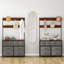 Commode haute 68,9 "avec 8 tiroirs pour chambre à coucher avec station de charge et 6 crochets Commodes en tissu et commodes à tablettes ouvertes, gris-121085116