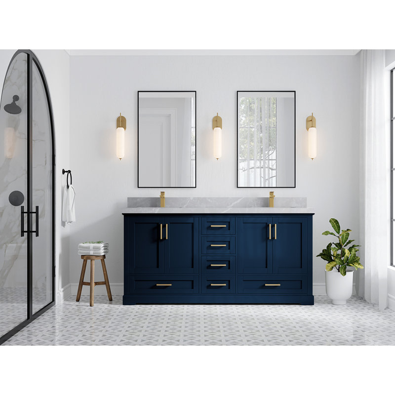 Ensemble de meuble-lavabo double 72 po Esin, Gris clair