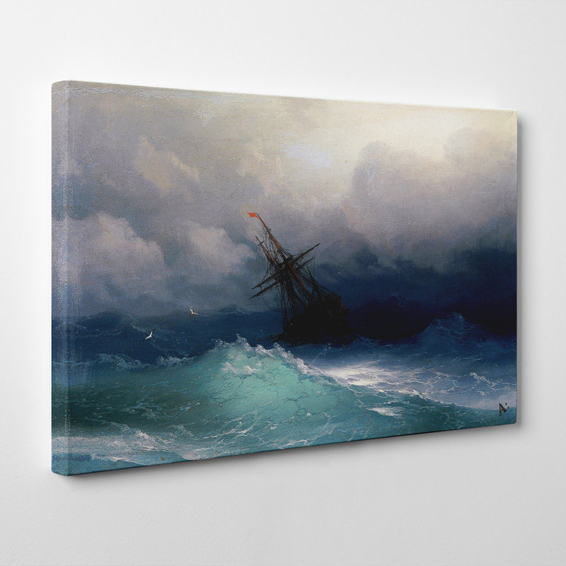 Ship on a Stormy Sea by - Wrapped Canvas - Framed Print, 50cm H x 76cm W