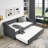 Twin Size Mid-Century Tufted Daybed with Twin Trundle, Button Back, Copper Nailhead Trim, Waved Arms Sofa Bed for Living Room, Beige (80.5"x41"x30.5")-2008019703-2008019697