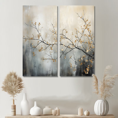 Tree Monochrome Ethereal Reverie I - Gold Canvas Prints