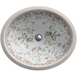 English Trellis Vitreous China Oval Undermount Bathroom Sink with Overflow