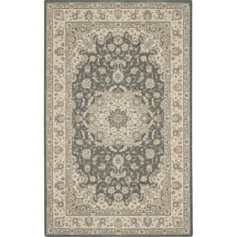 Tapis gris traditionnel Jessika, Rectangle 3 pi 6 po x 5 pi 6 po