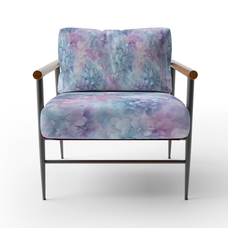 Chaise rembourrée Floral, Bras ronds bruns