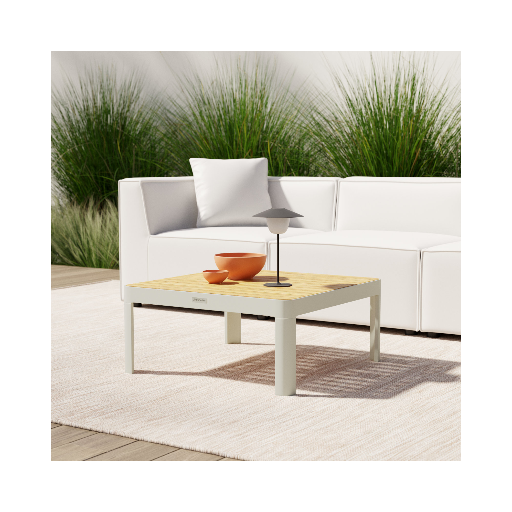 Brix Teak Patio Coffee Table, Gray, 28" W x 28" L x 12.5" H, Natural