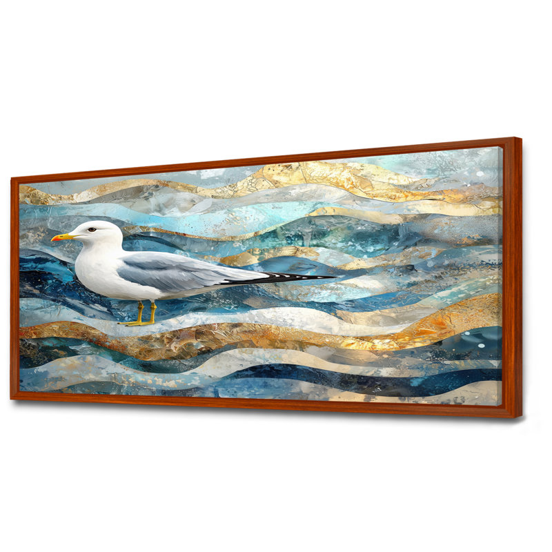 Hardison mouette côtière The Watchful Gull IV - Art mural, H 28 po x l 60 po, Impression encadrée flottante, Brun
