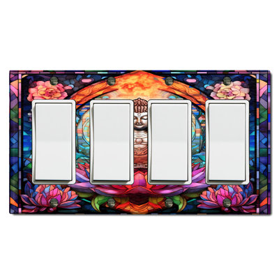 Nature Themed 4 - Gang Toggle Light Switch Standard Wall Plate