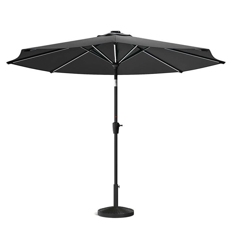 Aissa 3m Traditional Parasol with LED Light, Dark Grey