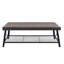 Table basse capitonnée en similicuir avec plateau inférieur en filet et pieds robustes en métal pour plus de durabilité et de style