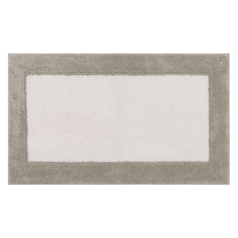 Counterpoint Casual Geometric Knitted Machine Washable Bath Mat, Flint/White, 17" W x 24" L