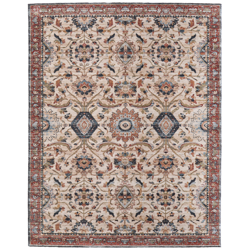Aghalislone Rockett Traditional Medallion Area Rug, Rectangle 7'10" x 10'3"