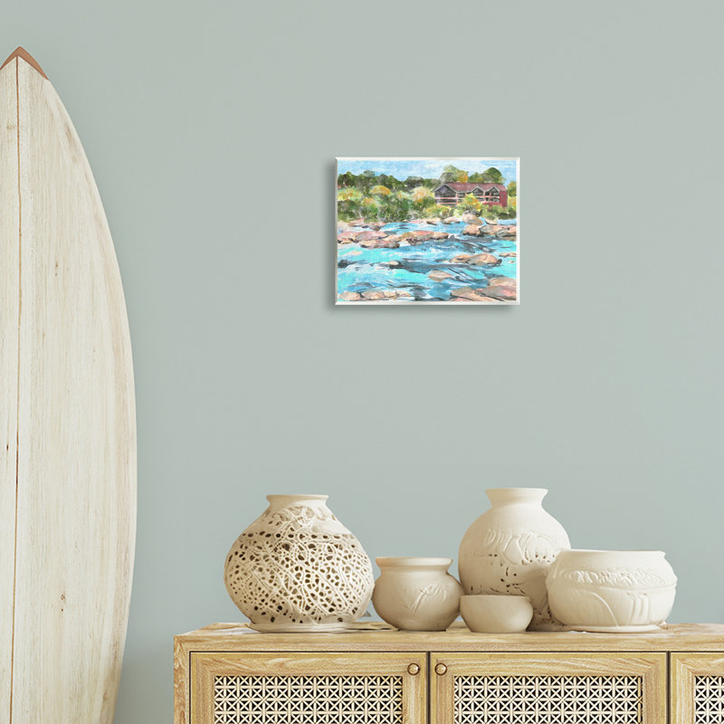 Rocky River Landscape Wall Plaque Art by Melissa Wang