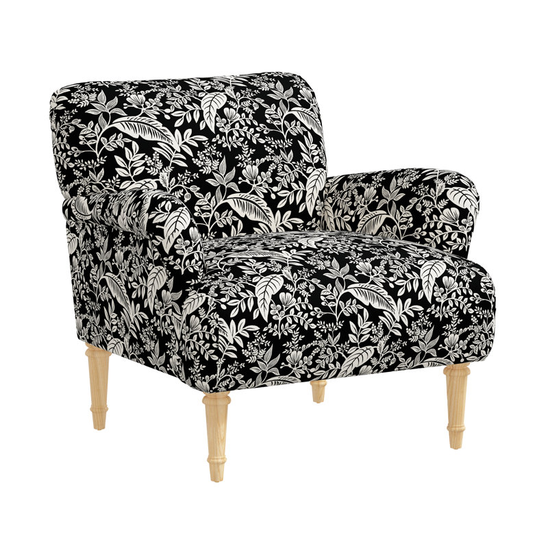 Rifle Paper Co. x Cloth & Company Bristol Armchair, Rpc Canopy Black & Cream Linen, Natural