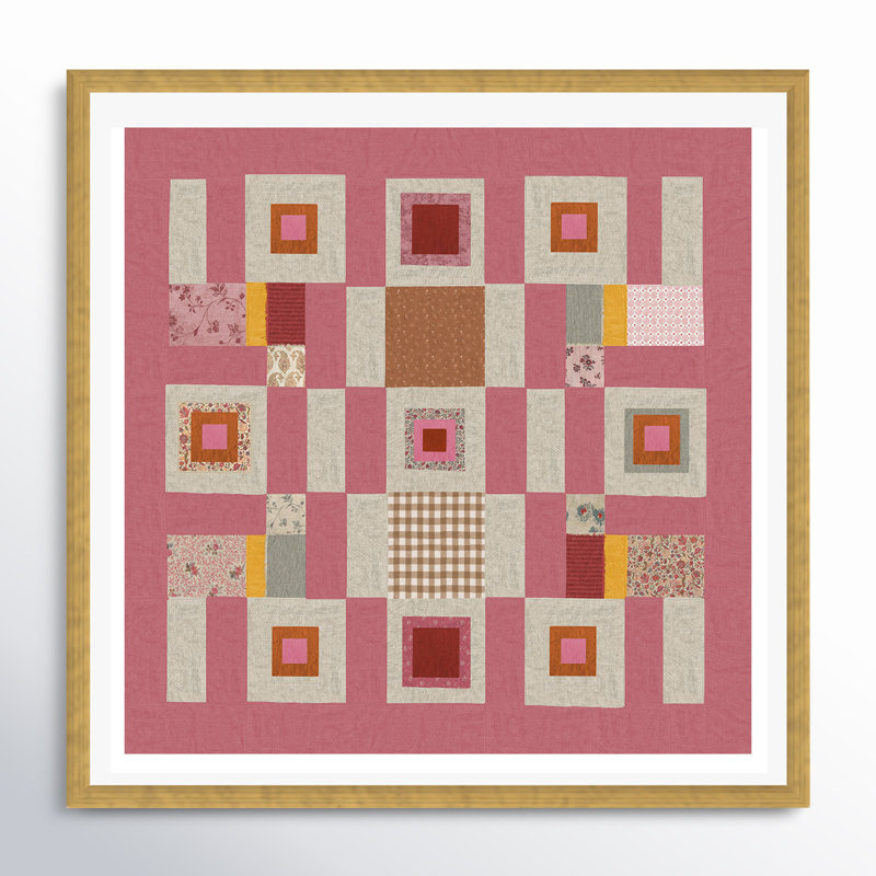 Courtepointe Pink Cottage, Oui, H 12 po x l 12 po x P 0,75 po, Papier avec encadré espresso