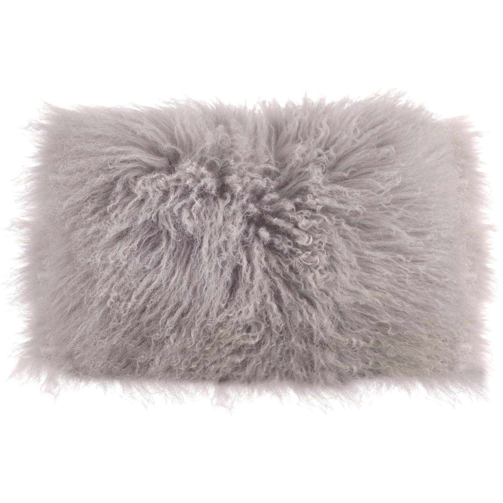 Iyana Wool Lumbar Throw Pillow, Fog, 12"H x 20"W