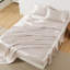 Ensemble de literie en satin pour lit très grand - 4 pièces soyeuses avec des sangles élastiques et une poche de 15 po (très grand, beige)-128731618-128731664