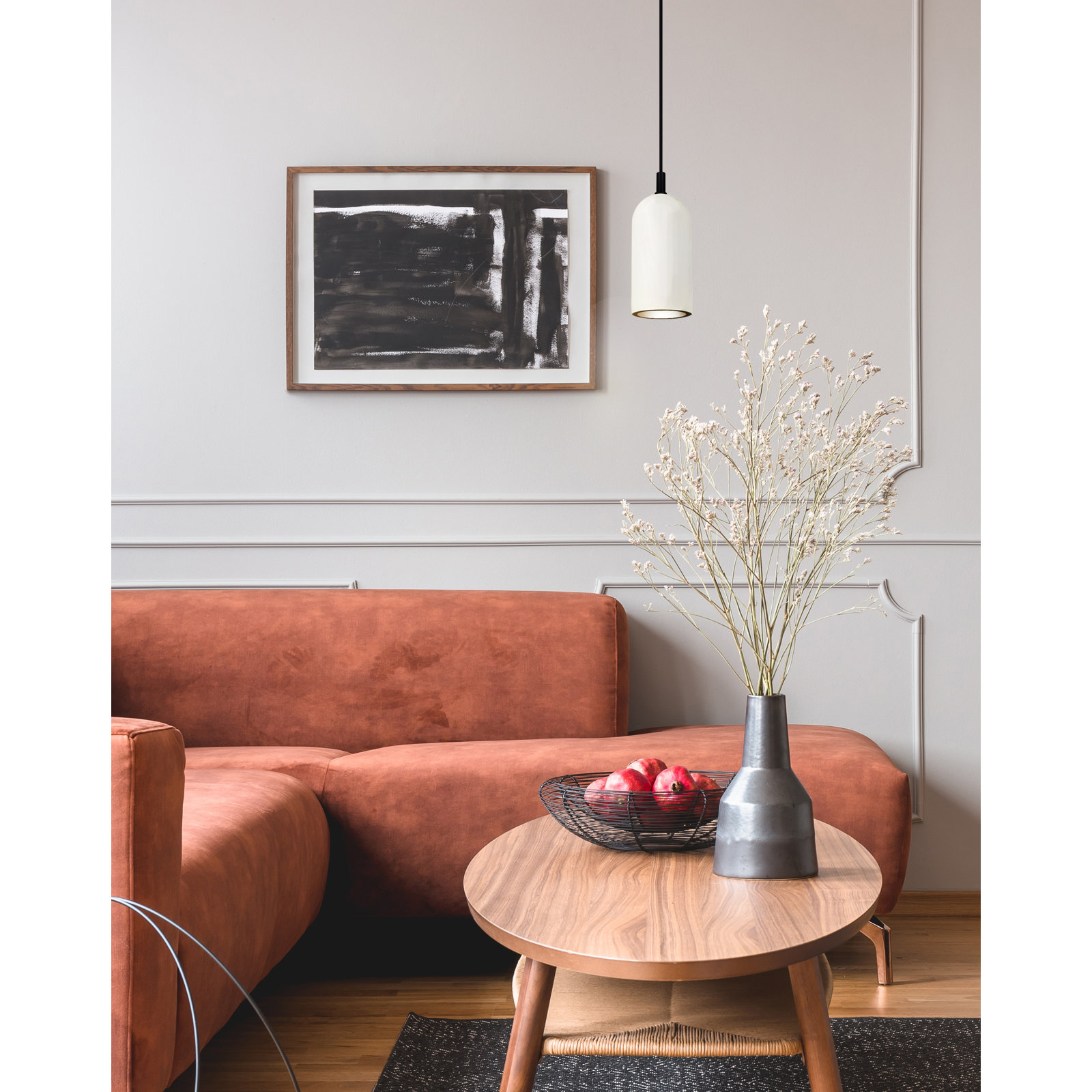 Kaylauni Single Light Concrete Pendant, Black/White