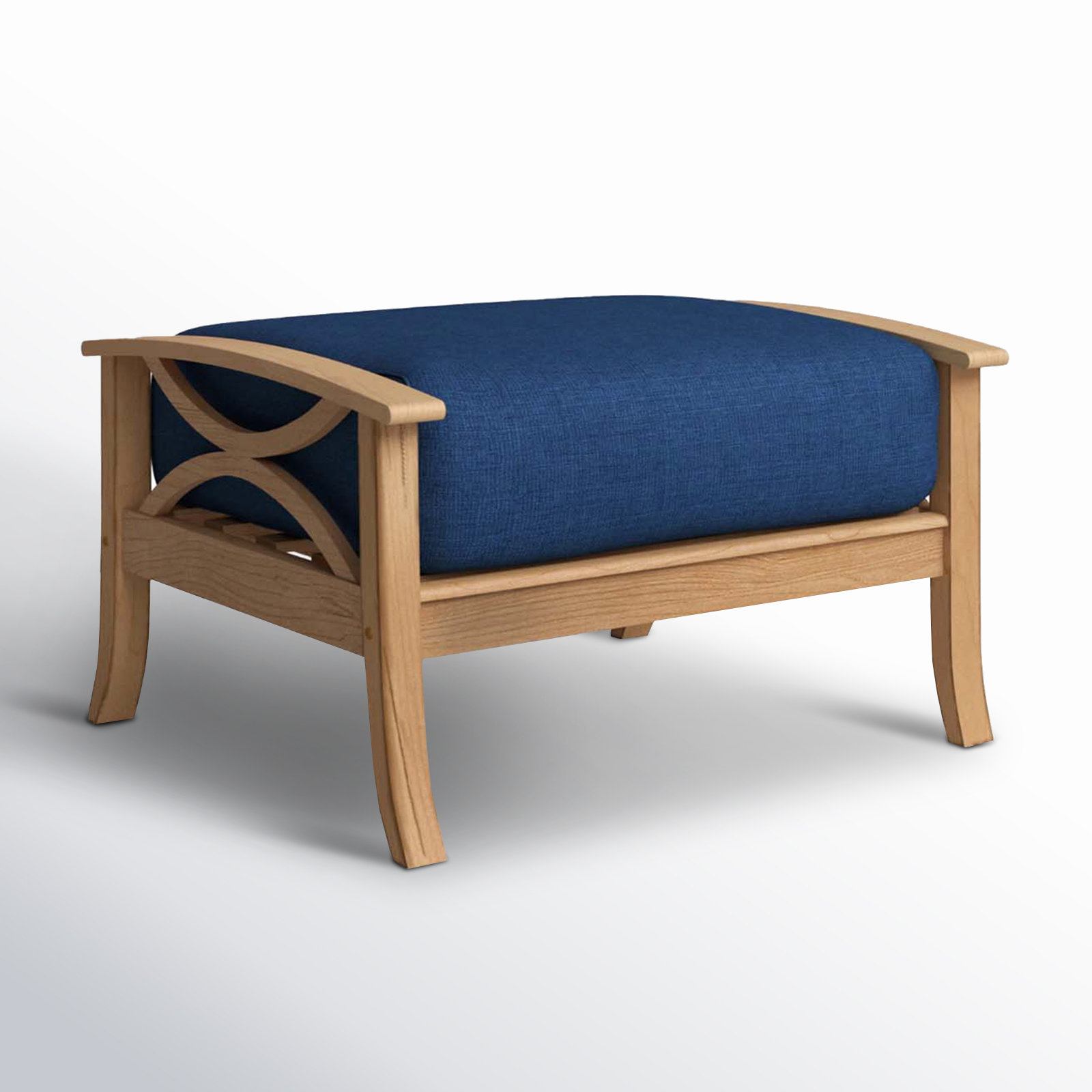 Brunswick Teak Patio Ottoman, Navy Performance Olefin, Natural