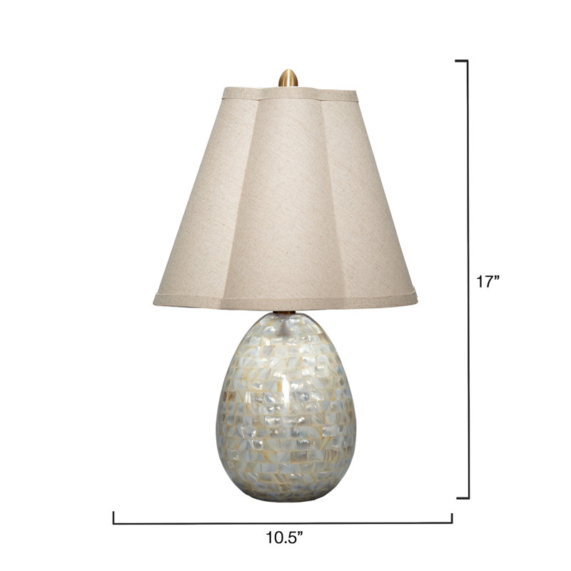 Capsule Mother of Pearl Table Lamp with Linen Shade