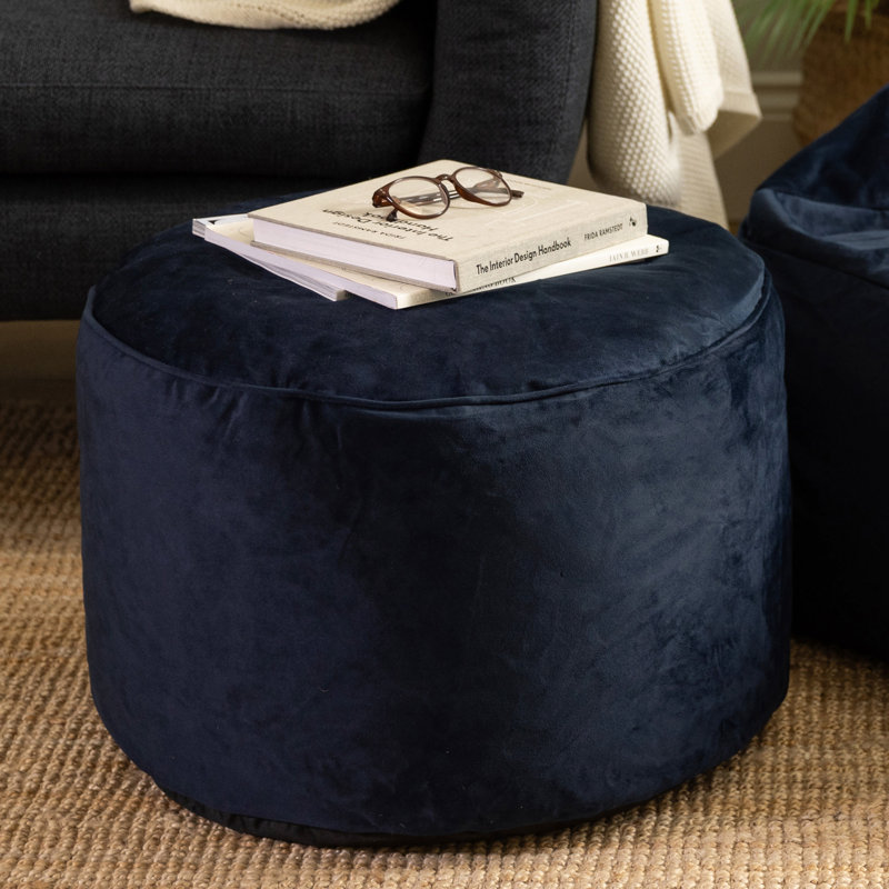 icon Milano Velvet Bean Bag Pouffe Forest Green Large Velvet Footstools, Dark Blue