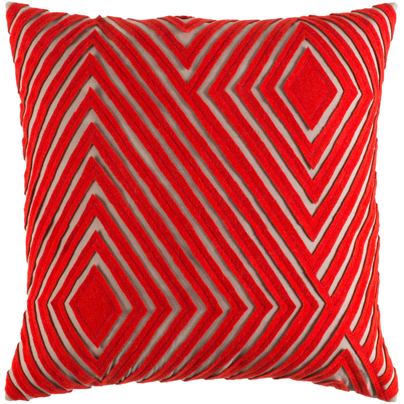 Denmark Square Cotton Pillow Cover & Insert, 22" H x 22" W x 4" D, Camel/Bright Blue, Polyester/Polyfill