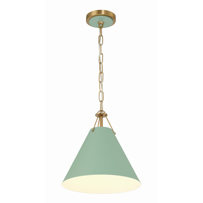 Luminaire suspendu conique en métal 1 lumière Kinston , Vert, Gold