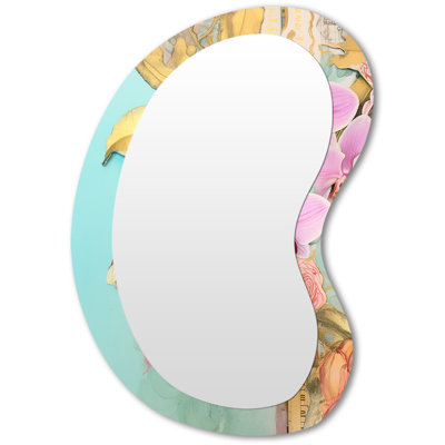 Miroir mural orchidée rose délicat doré