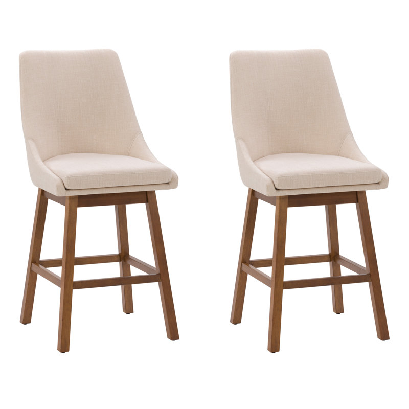 Aodhi Upholstered Counter Stool with Solid Wood Frame, Beige