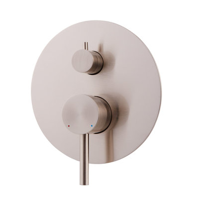 DAX Concealed round shower valve - pressure balance with shutoff - Brushed finish