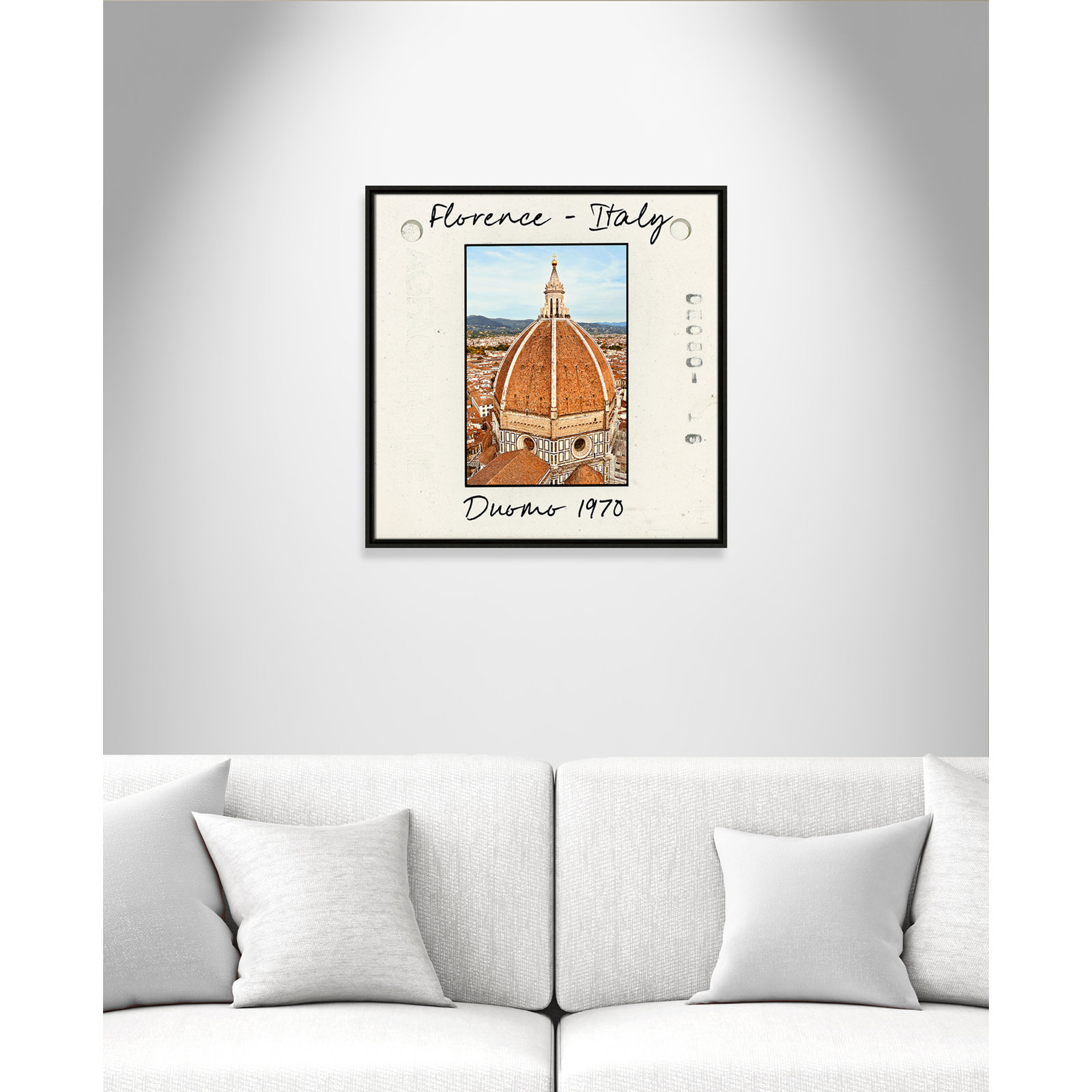 Travel Slide Collection "Florence, Italy - Duomo" Print, Espresso Floater Framed Canvas, 25.5" H x 25.5" W x 2" D