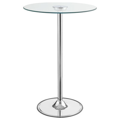 Thea Round 28-Inch Glass Top LED Bistro Bar Table Chrome