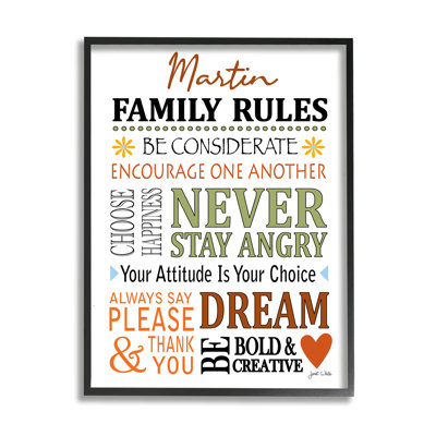 Simple Family Rules cmw-014, art mural personnalisé