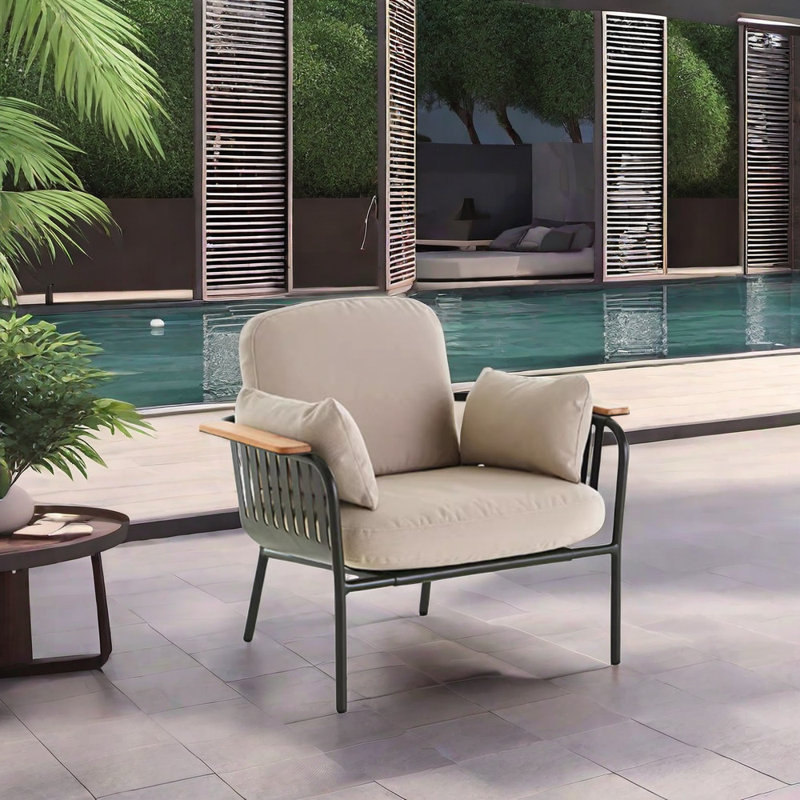 Chaise longue d'extérieur imperméable à l'eau, Beige, Noir