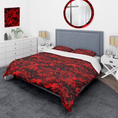 Camouflage black and red - Abstract Duvet Cover Set - Microfiber Polyester