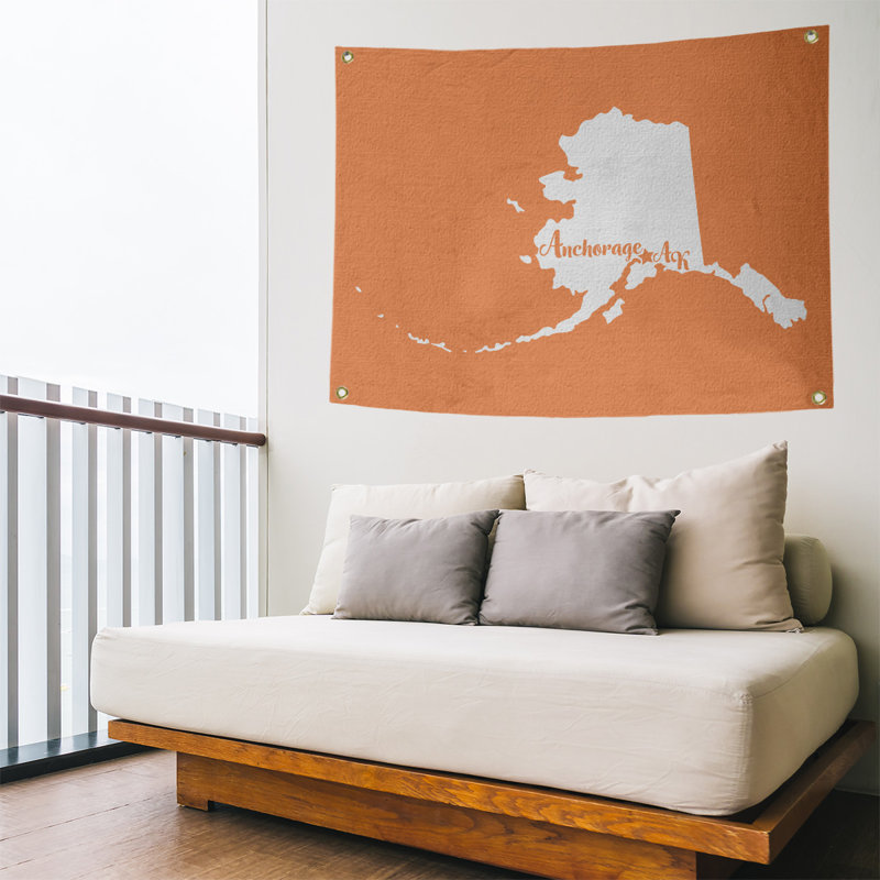 Tapisserie murale alaska ancrage, H 26 po x l 36 po, Orange