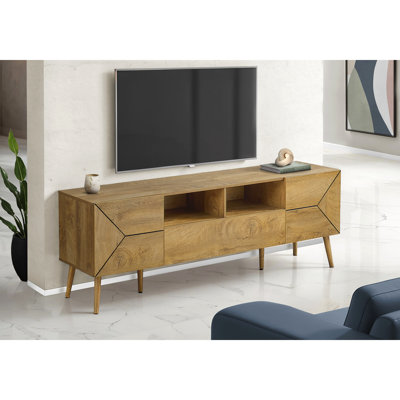 Meuble télé, 72 po, console, meuble multimédia, tiroir de rangement, stratifié, Mid-Century, moderne